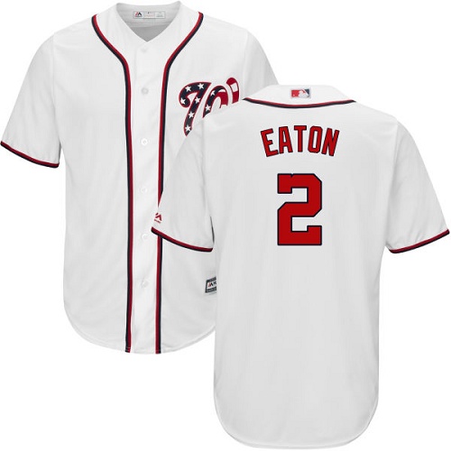 Nationals #2 Adam Eaton White Cool Base Stitched Youth MLB Jersey - Click Image to Close